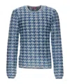 Diesel Crewneck Houndstooth Pattern Sweater In Blue