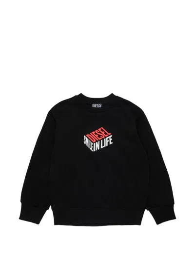 Diesel Kids' Crew-neck Sweatshirt In Black