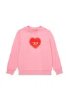 Diesel Felpa Girocollo Con Grafica Cuore In Pink