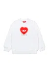 Diesel Kids' Felpa Girocollo Con Grafica Cuore In White