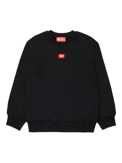 Diesel Kids' Sxgin Over Logo-patch Sweatshirt In Black