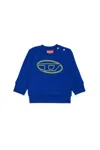 Diesel Crew-neck Sweatshirt With Oval D Maxi Logo In Blue