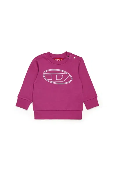 Diesel Crew-neck Sweatshirt With Oval D Maxi Logo In Purple