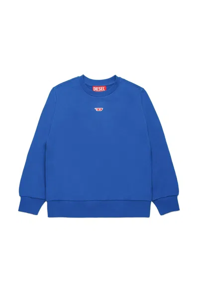 Diesel Crew-neck Sweatshirt With Patch In Blue