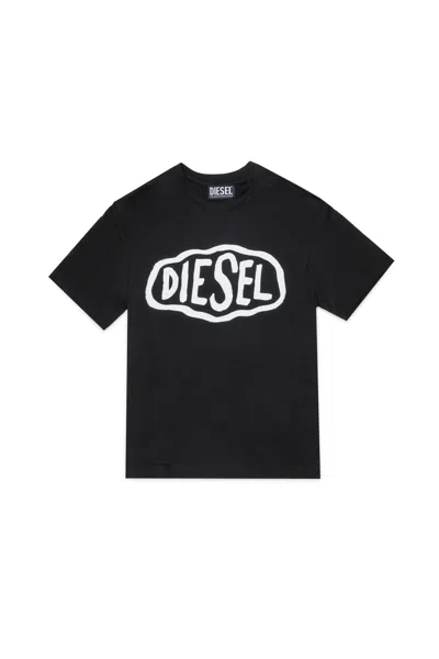 Diesel Crew-neck T-shirt With Logo In Black
