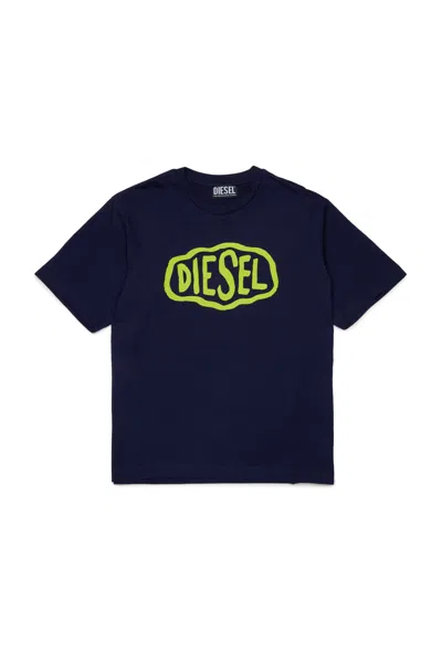 Diesel Crew-neck T-shirt With Logo In Blue