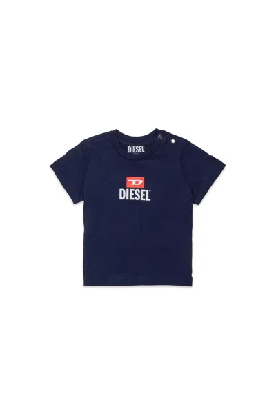 Diesel Kids' Crew-neck T-shirt With Logo In Blue