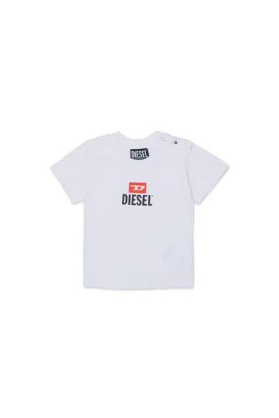 Diesel Kids' Crew-neck T-shirt With Logo In White