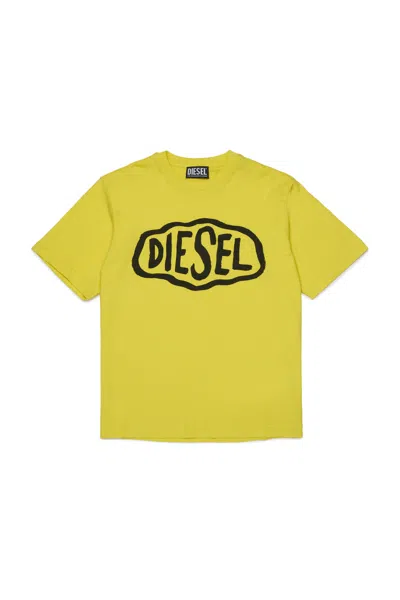 Diesel Babies' Crew-neck T-shirt With Logo In Yellow