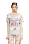 Diesel Crew Neck T-shirt With Lyrics Print In Grey