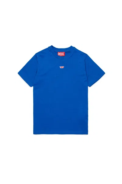 Diesel T-shirt Girocollo Con Patch In Blue