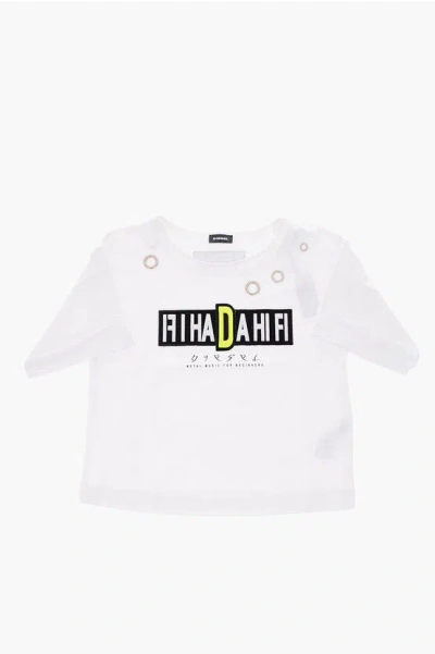 Diesel Crew-neck Tjackyc T-shirt With Embroidery In Metallic