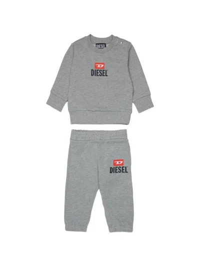 Diesel Babies' Crew-neck Tracksuit Set In Gray