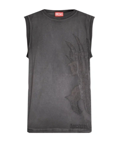 Diesel Graphic-print Tank Top In Gray