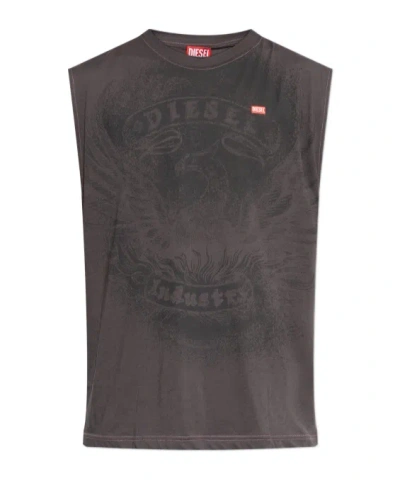 Diesel Crew Neck Vest In Gray