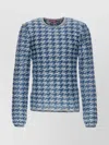 Diesel Crewneck Houndstooth Pattern Sweater In Blue