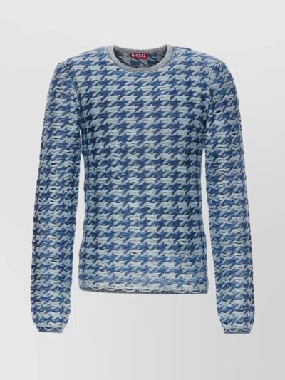DIESEL CREWNECK HOUNDSTOOTH PATTERN SWEATER