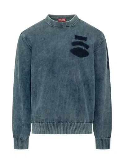 Diesel Crewneck Knit Sweater In Orange