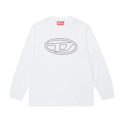 Diesel Kids' Oval D Logo-print T-shirt In White