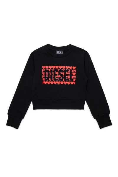 Diesel Kids' Crewneck Sweatshirt With Logo In Black