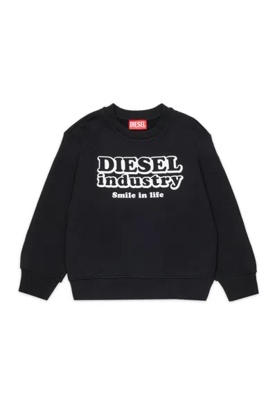 Diesel Kids' Crew-neck Sweatshirt With Logo In Black