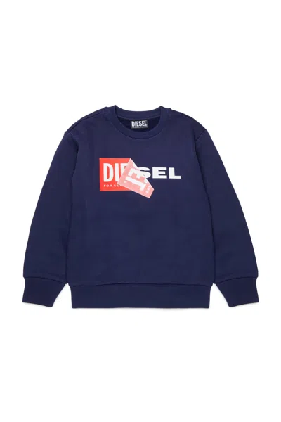 Diesel Crew-neck Sweatshirt With Logo In Blue