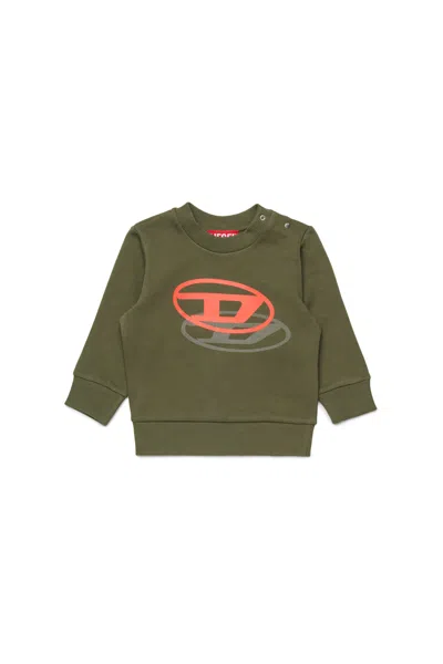 Diesel Kids' Crewneck Sweatshirt With Logo In Green
