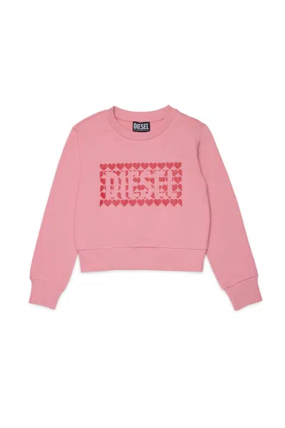 Diesel Kids' Crewneck Sweatshirt With Logo In Pink