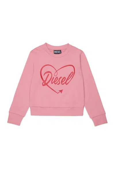 Diesel Kids' Crewneck Sweatshirt With Logo In Pink