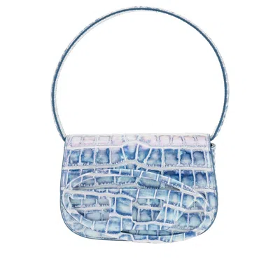 Diesel Croco-embossed Leather 1dr Shoulder Bag In Multicolor