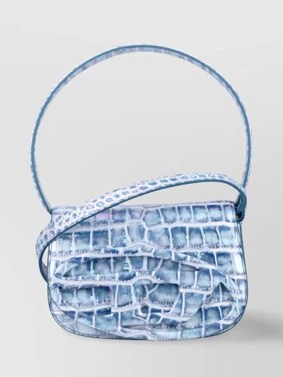 Diesel Crocodile Texture Shoulder Bag With Adjustable Strap