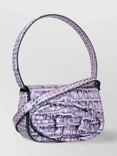 Diesel Crocodile Texture Shoulder Bag With Iridescent Finish