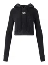 Diesel Oval-d Logo Hooded Cropped Sweatshirt In Black