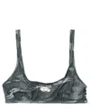 Diesel Top Bra With Adjustable Straps And Camouflage Pattern In Grey