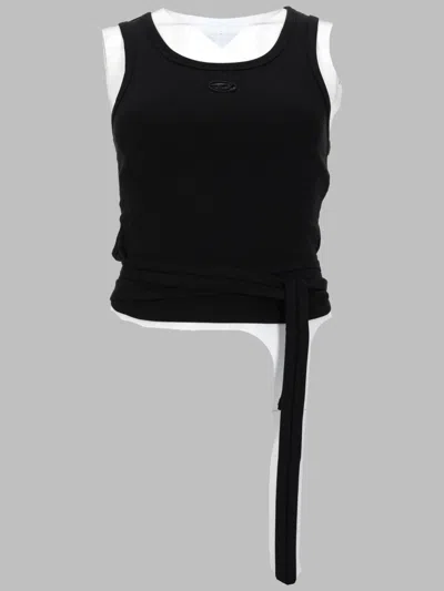 Diesel Crop Top "t-anky-tail" Con Lacci In Black