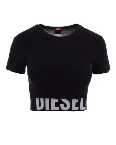 Diesel Crop Top Uftee Sport Logo Black