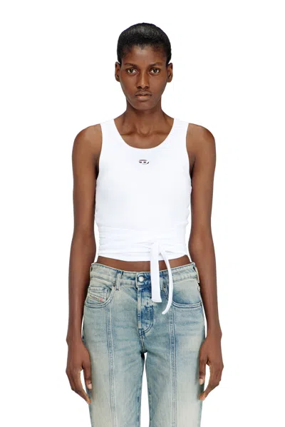 Diesel Women White Ribbed Jersey T-anky-tail-s1 Cropped Top In Multi