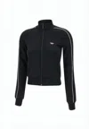 Diesel Cropped Black Jacket With High Collar In Black