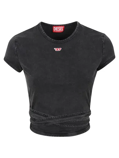 Diesel Fitted Black Top With Unique Tie Detail