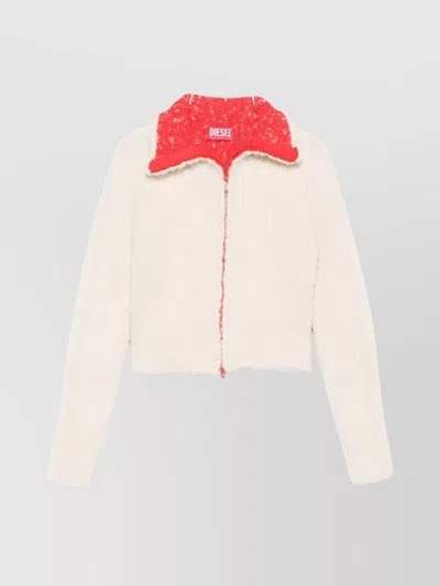 DIESEL CROPPED BLAZER WITH CONTRAST COLLAR AND LONG SLEEVES