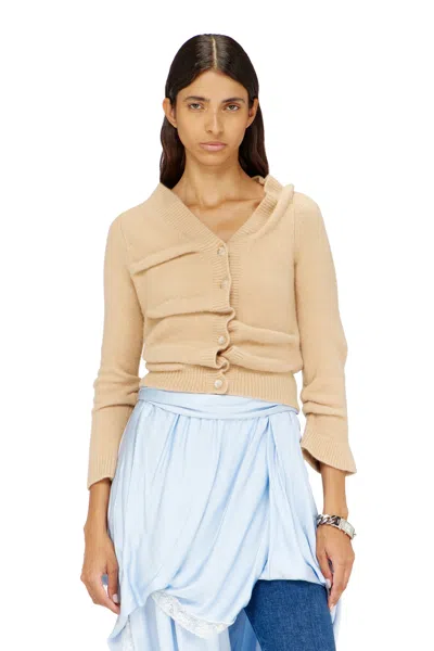 Diesel Cropped Cardigan In Wrinkled Boiled Knit In Neutral