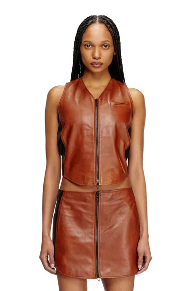 Diesel Cropped Colour-block Leather Vest In Multicolor