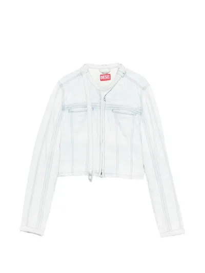 Diesel Cropped Denim Jacket In Blue
