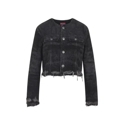 DIESEL CROPPED DENIM JACKET WITH WASHED BLACK FINISH