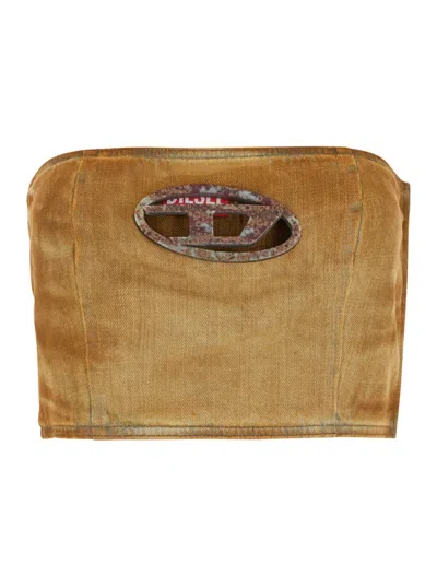 Diesel Strapless De-villess Top With Cut-out Detail In Animal Print