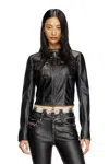 Diesel Cropped Distressed Biker Jacket In Black