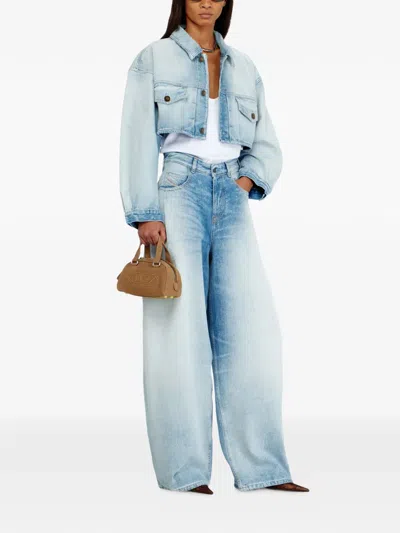 Diesel Cropped Embroidered Jacket In Blue