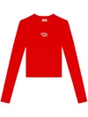 Diesel Rib-knit Viscose-blend Top With Oval D In Red