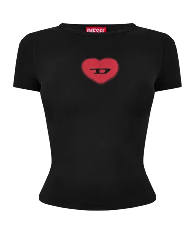 Diesel Cropped Fitted Mini T-shirt In Black