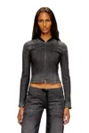 Diesel Cropped Jacket In Monochrome Denim In Black